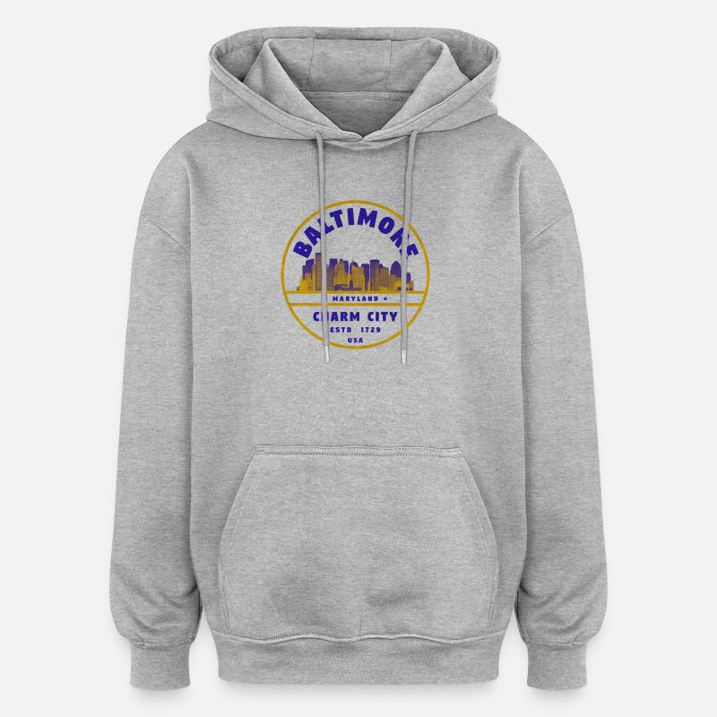 Baltimore Maryland États-Unis - Sweat à capuche oversize unisexe - gris chiné