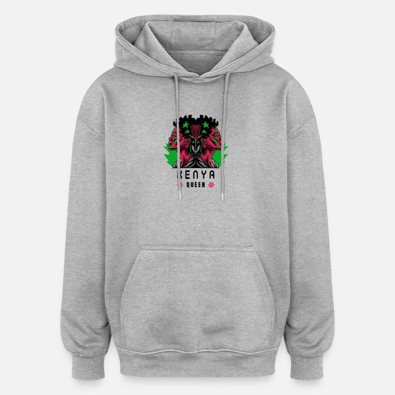 Reine du Kenya - Sweat à capuche oversize unisexe - gris chiné