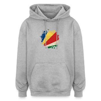 Design du drapeau des Seychelles Blob - Sweat à capuche oversize unisexe - gris chiné - Devant - Noah (186cm)
