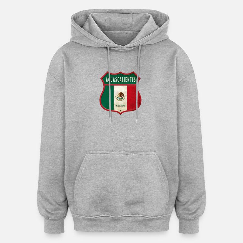 Design des armoiries d'Aguascalientes (Mexique) - Sweat à capuche oversize unisexe - gris chiné