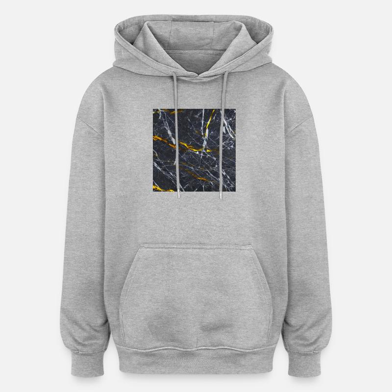 Marbre Texture Or Noir - Sweat à capuche oversize unisexe - gris chiné
