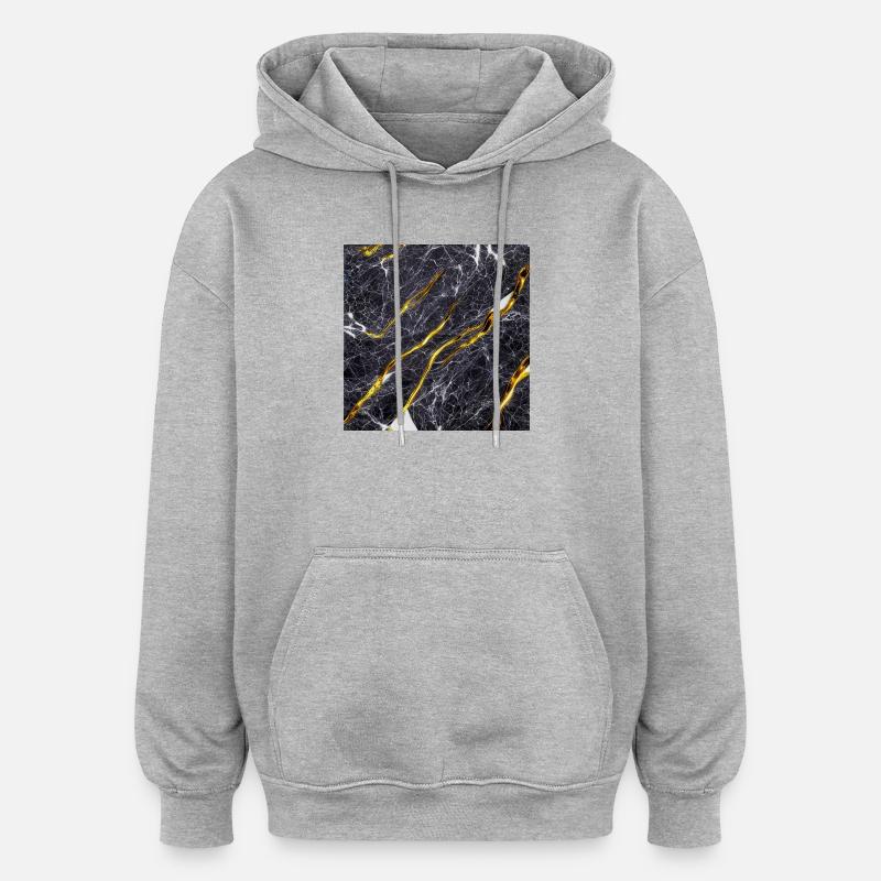 Marmor Schwarz Gold Textur - Oversized Unisex Hoodie - Grau meliert