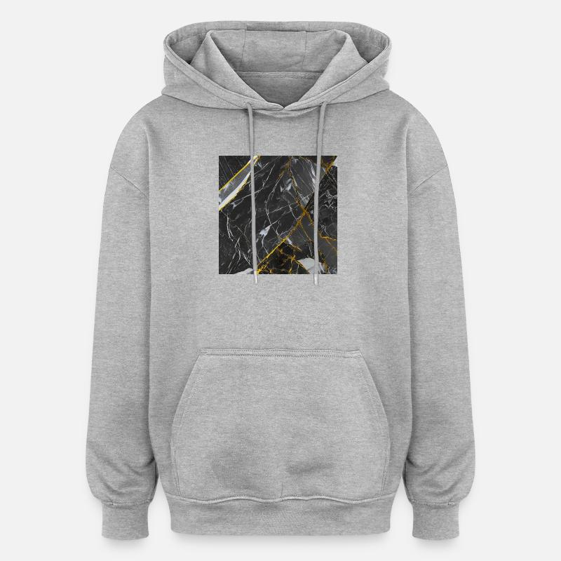 Marbre Texture Or Noir - Sweat à capuche oversize unisexe - gris chiné