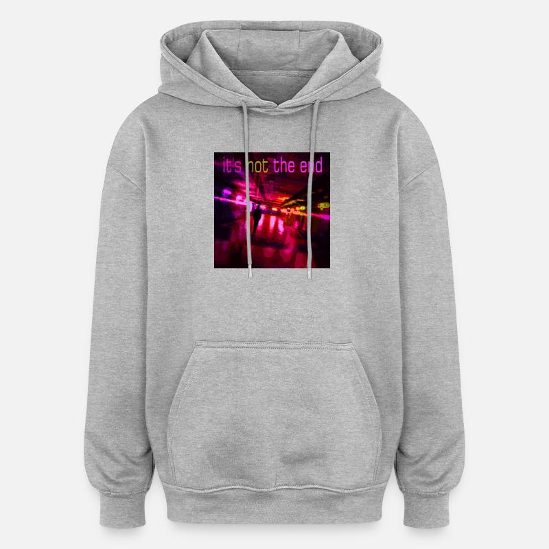Sentier des néons de la nuit - Sweat à capuche oversize unisexe - gris chiné