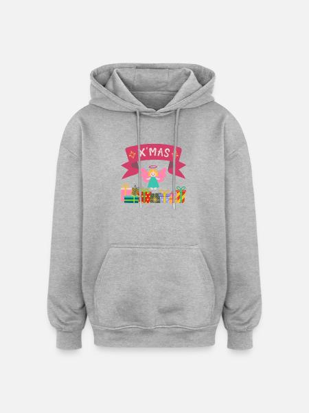 XMAS Engel mit Geschenken - Oversized Unisex Hoodie - Grau meliert