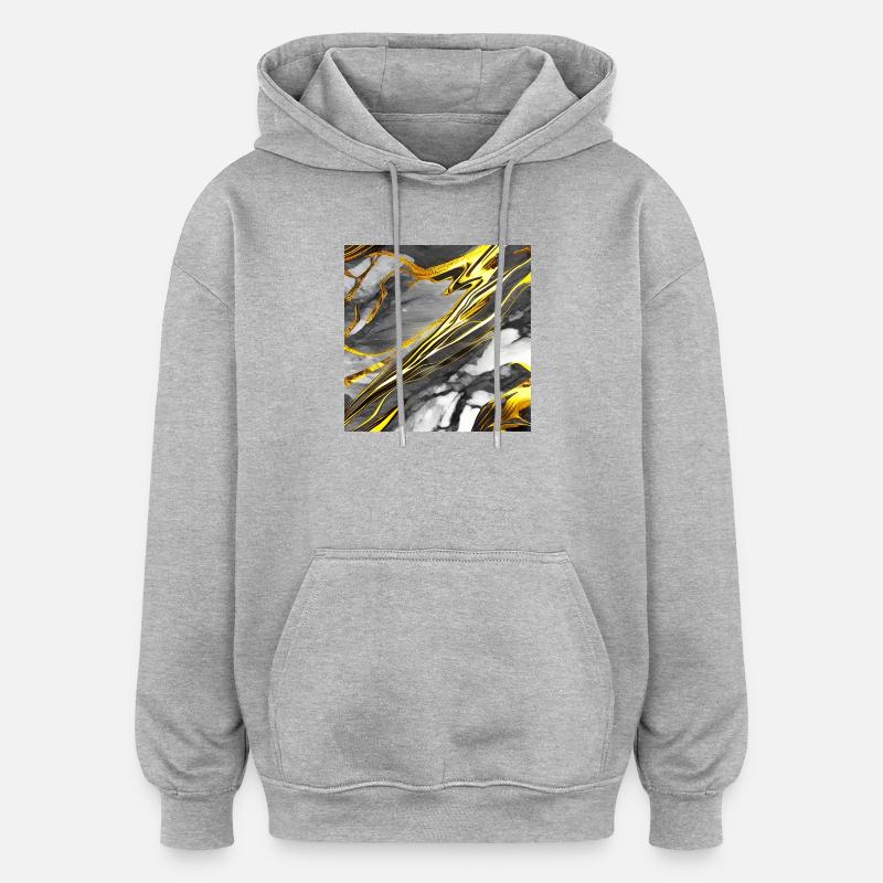 Marble Black Gold Texture - Oversized Unisex Hoodie - heather grey