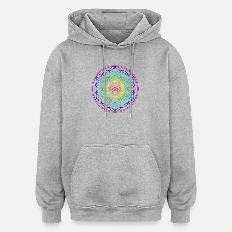 FLEUR DE VIE ARC EN CIEL - Sweat à capuche oversize unisexe - gris chiné