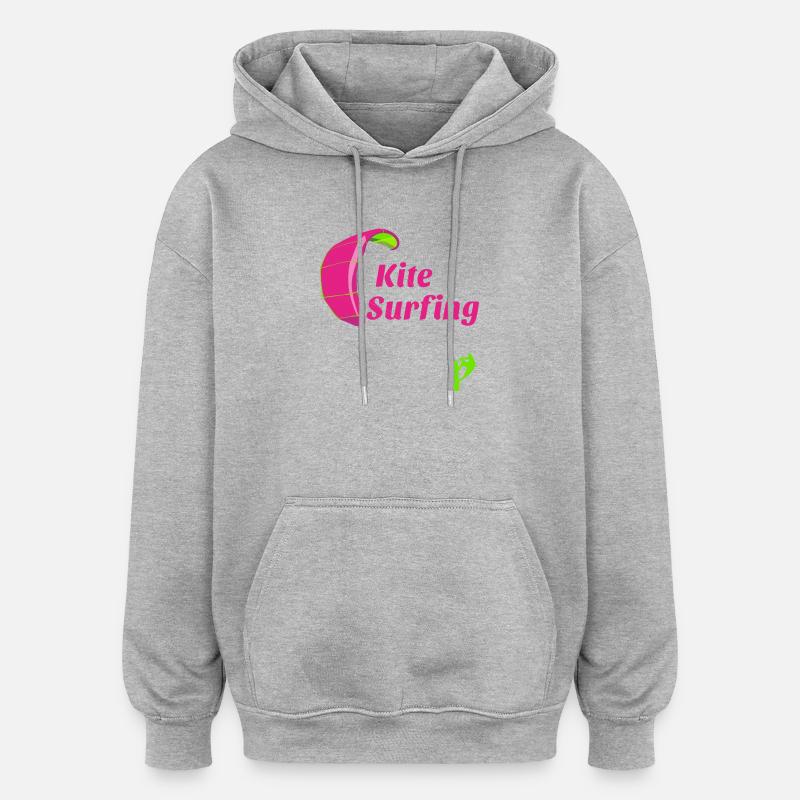 Kite surfing - Sweat à capuche oversize unisexe - gris chiné