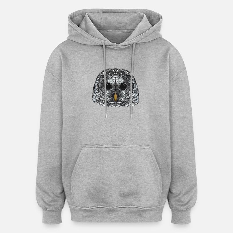 eulengesicht, schneeeulenkopf - Oversized Unisex Hoodie - Grau meliert
