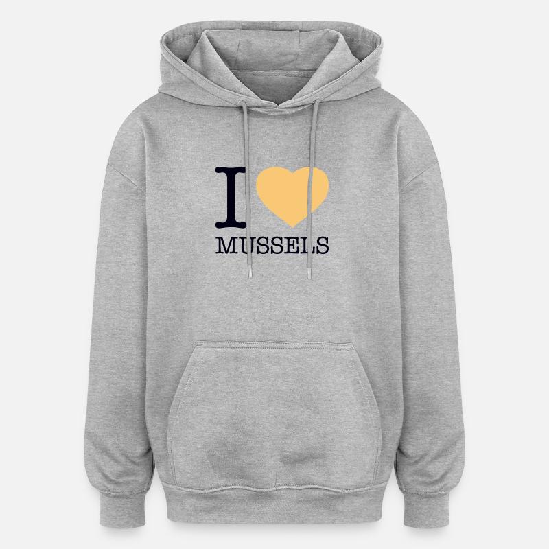 J’ADORE LES MOULES - Sweat à capuche oversize unisexe - gris chiné