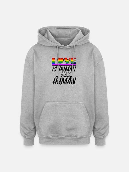 Love Rainbow Human Rights Statement Lesbians - Oversized Unisex Hoodie - heather grey