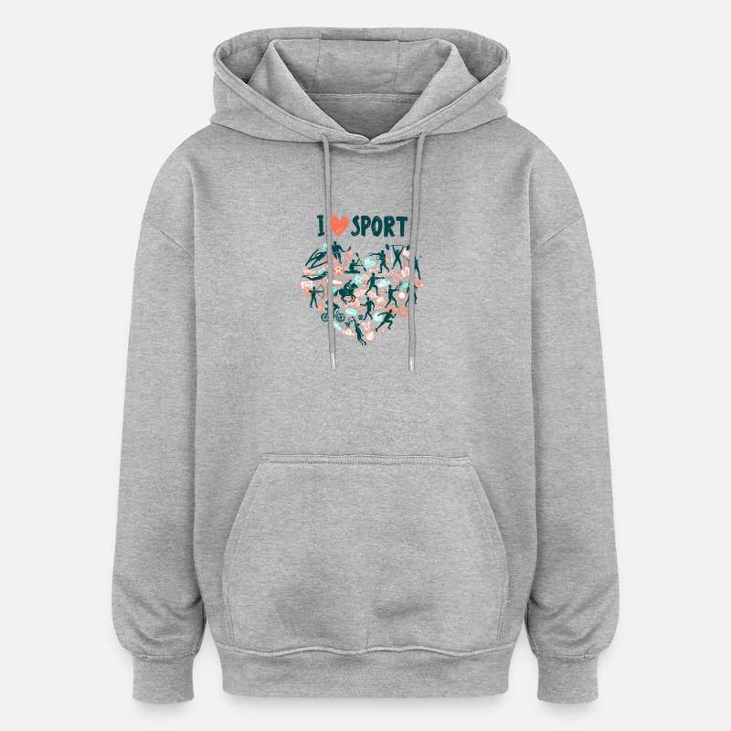 sport - Sweat à capuche oversize unisexe - gris chiné