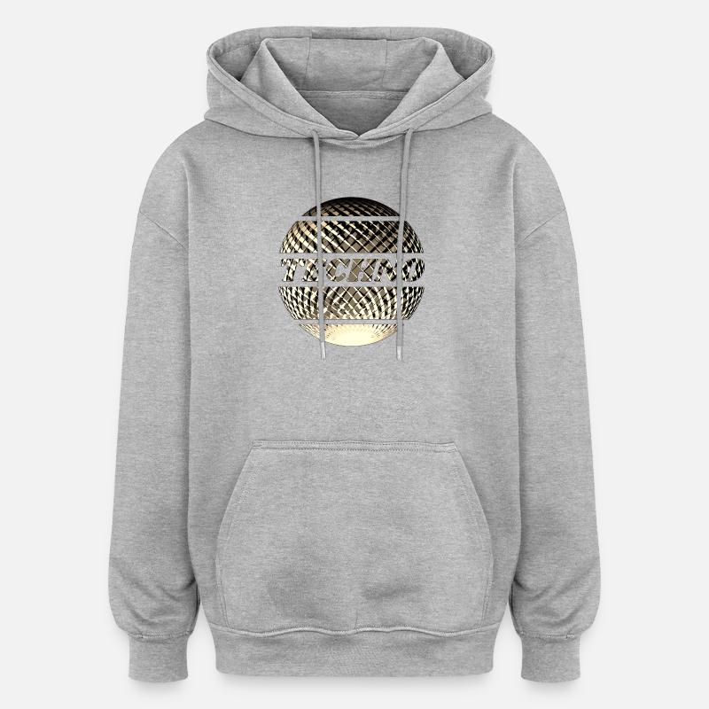 Boule techno disco or - Sweat à capuche oversize unisexe - gris chiné