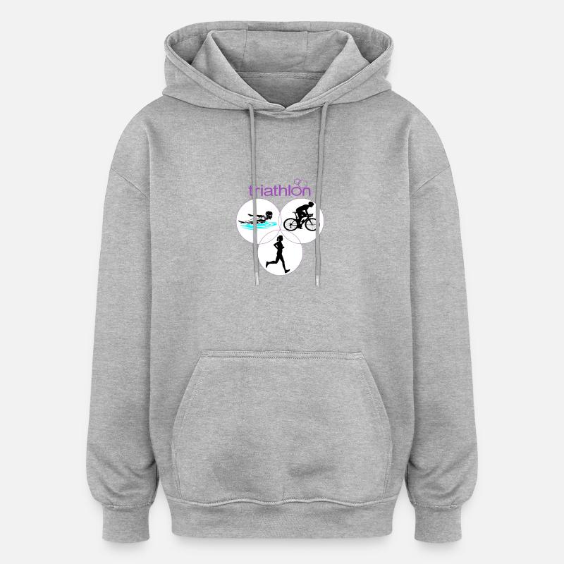 Triathlon - Sweat à capuche oversize unisexe - gris chiné