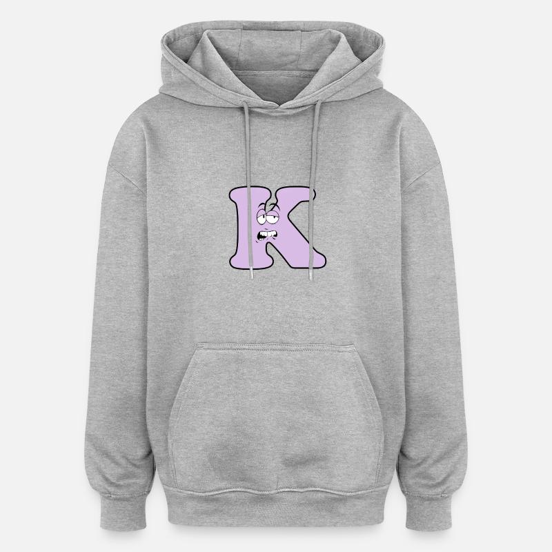 K - Sweat à capuche oversize unisexe - gris chiné