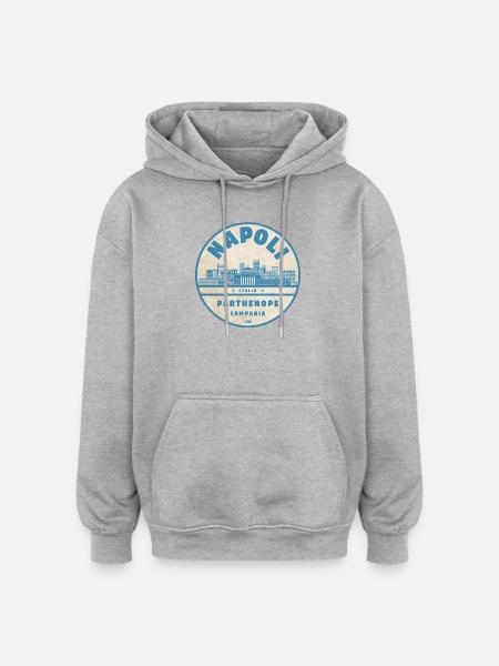 Napoli Skyline Badge - Oversized Unisex Hoodie - heather grey