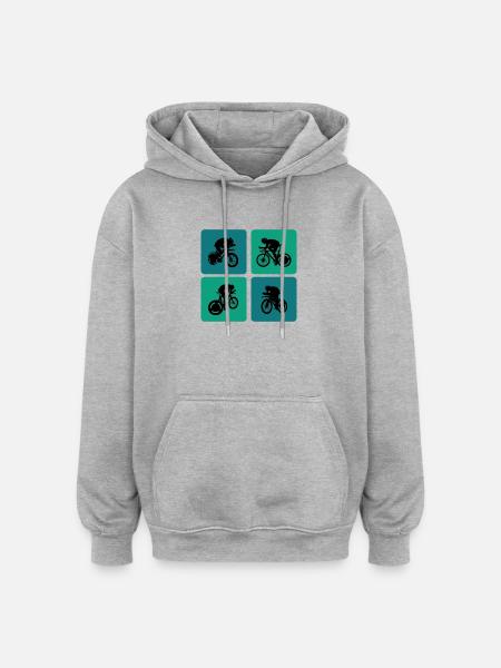 Conception de vélo de route - Sweat à capuche oversize unisexe - gris chiné