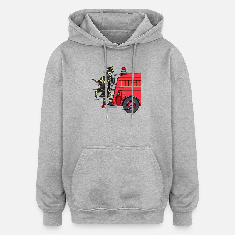 Fire Engine Firefighter Firefighter Rescuer - Oversized Unisex Hoodie - heather grey