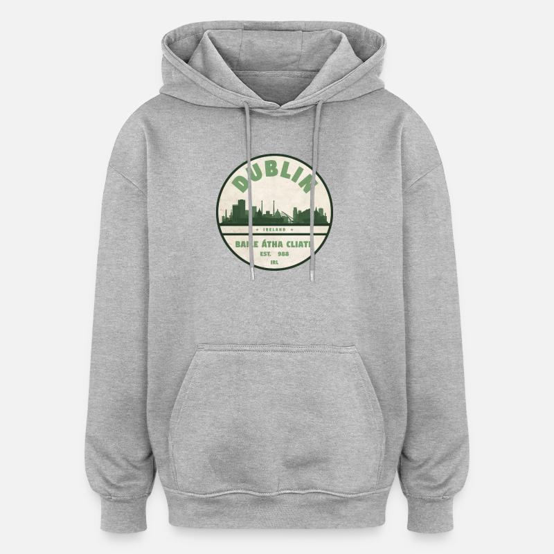 Dublin Skyline Silhouette - Oversized Unisex Hoodie - Grau meliert