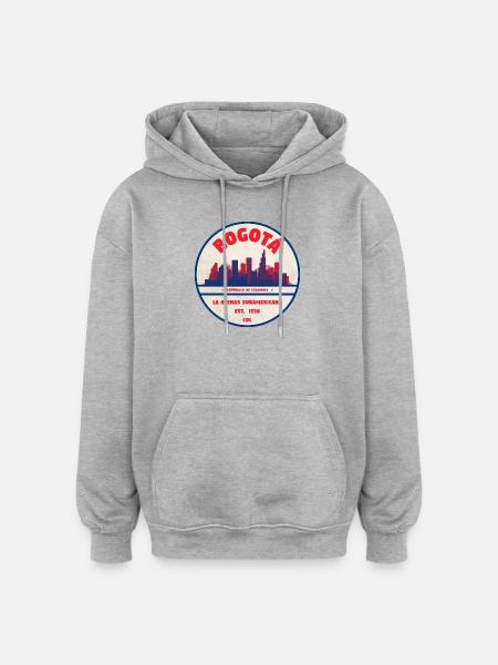 Bogotá Skyline Retro Badge - Oversized Unisex Hoodie - heather grey