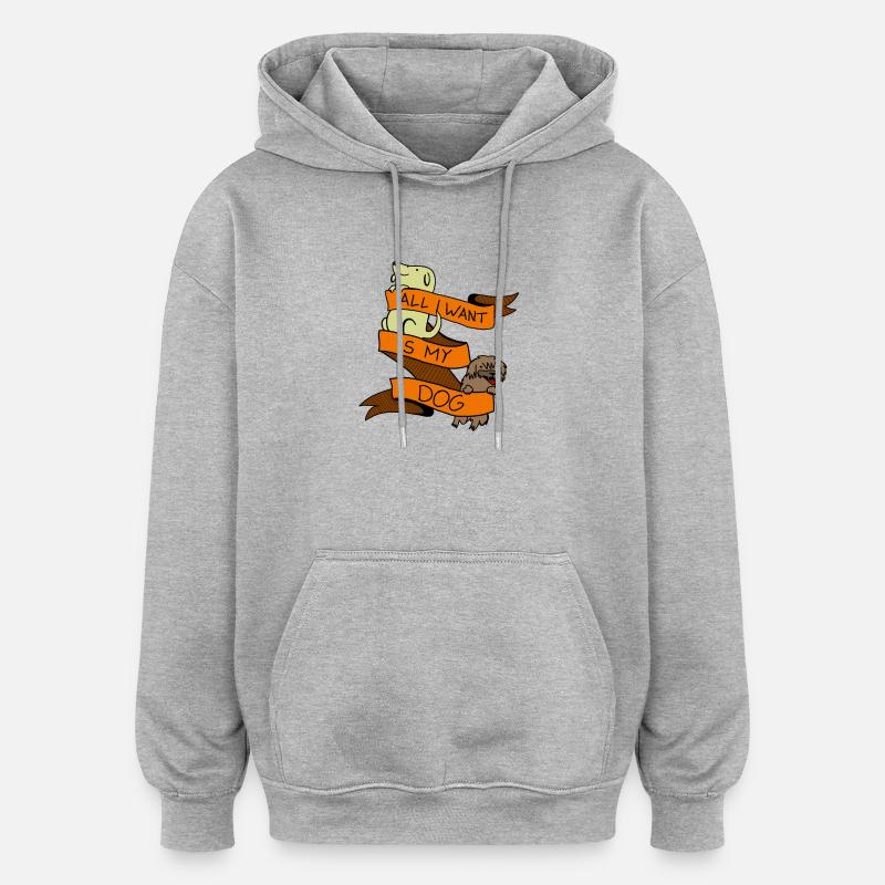 Mon chien est mon seul souhait - Sweat à capuche oversize unisexe - gris chiné