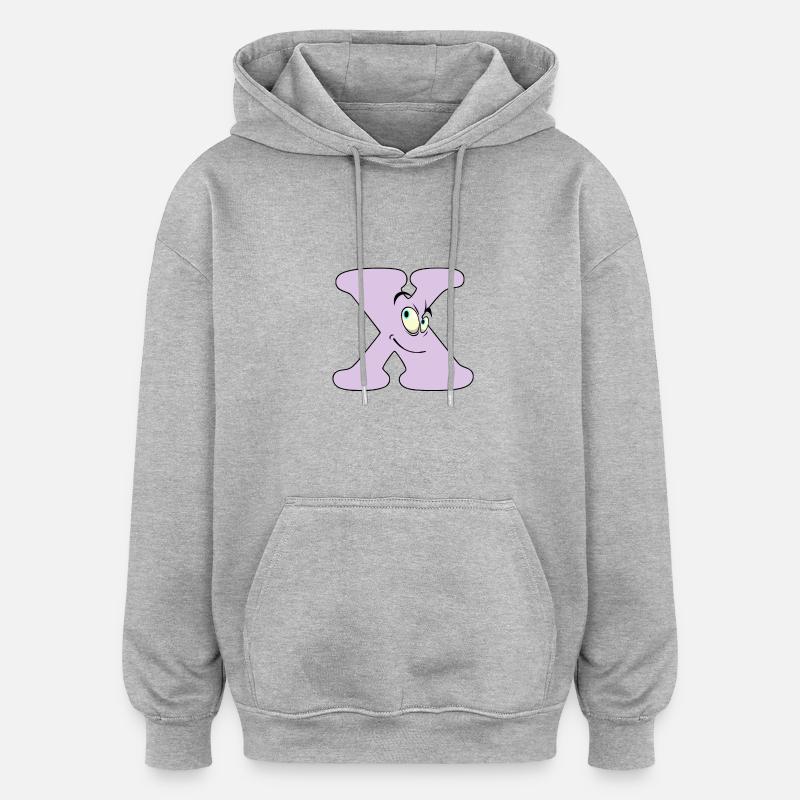X - Sweat à capuche oversize unisexe - gris chiné