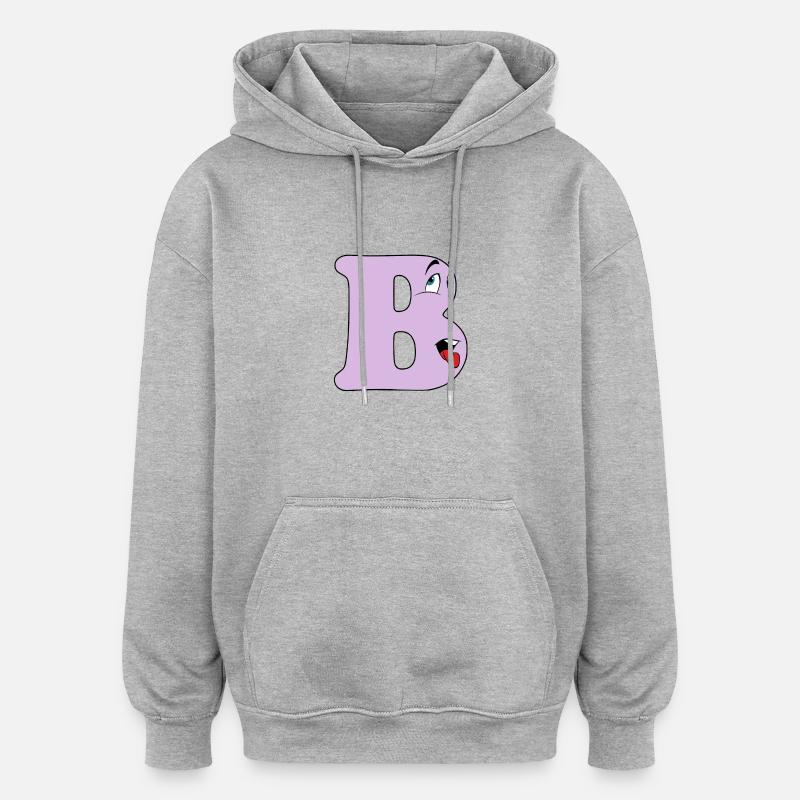 B - Sweat à capuche oversize unisexe - gris chiné