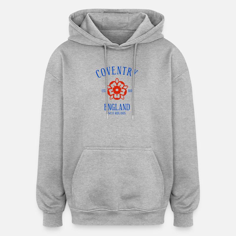 COVENTRY, Angleterre - Sweat à capuche oversize unisexe - gris chiné