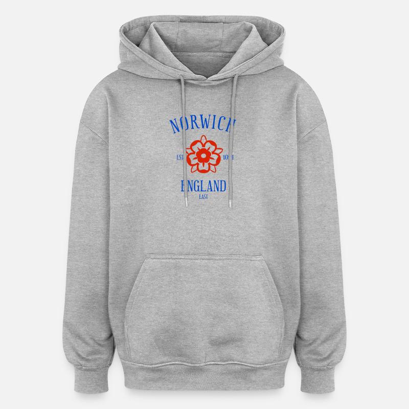NORWICH Angleterre - Sweat à capuche oversize unisexe - gris chiné
