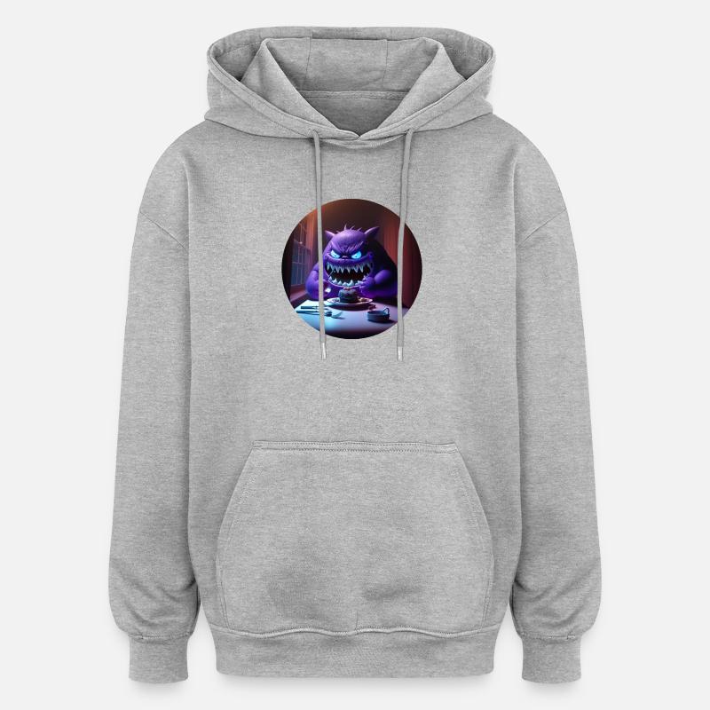 Süsses Monster Comic - Oversized Unisex Hoodie - Grau meliert