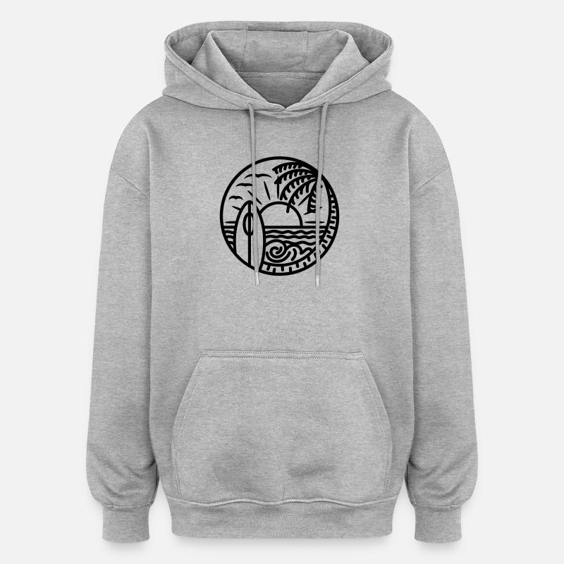 Beach please - Oversized Unisex Hoodie - Grau meliert