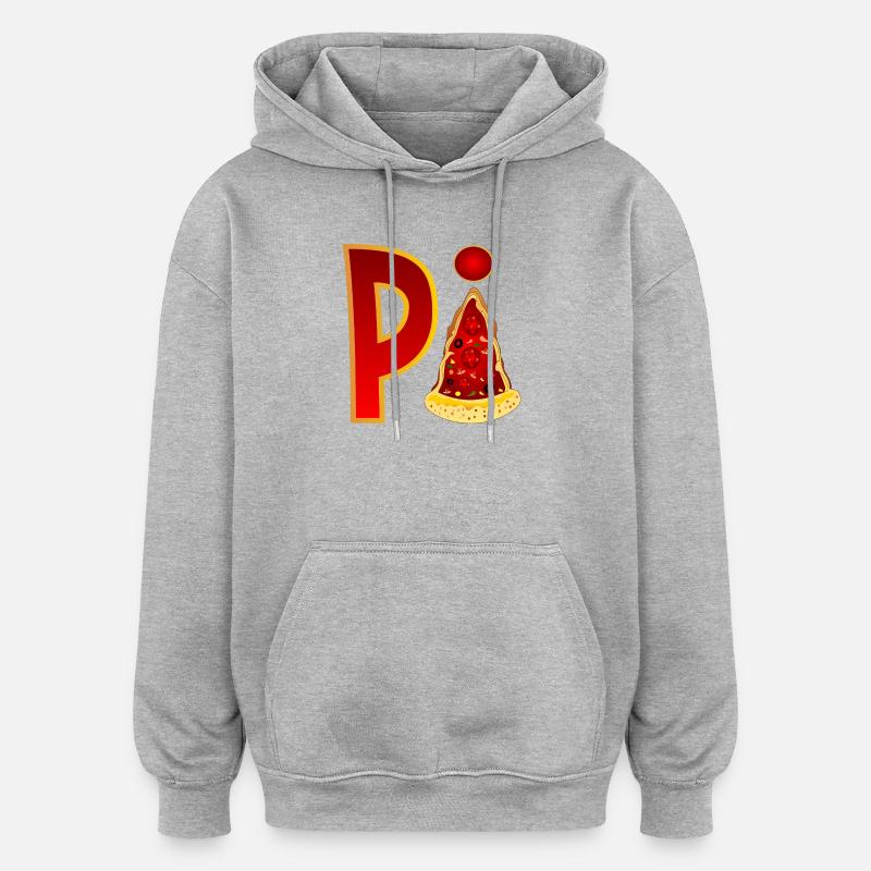 PIZZA MATHÉMATIQUES - PI - Sweat à capuche oversize unisexe - gris chiné