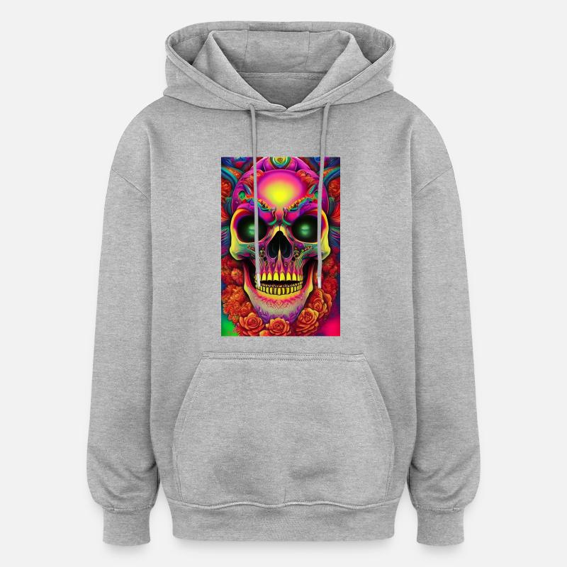 Crâne abstrait - Sweat à capuche oversize unisexe - gris chiné