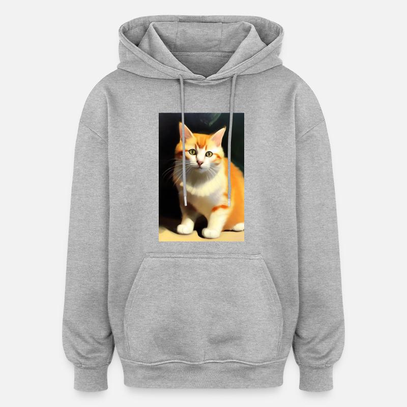 Image du chat - Sweat à capuche oversize unisexe - gris chiné