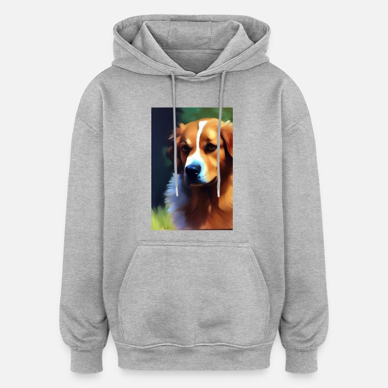 Hunde Bild - Oversized Unisex Hoodie - Grau meliert