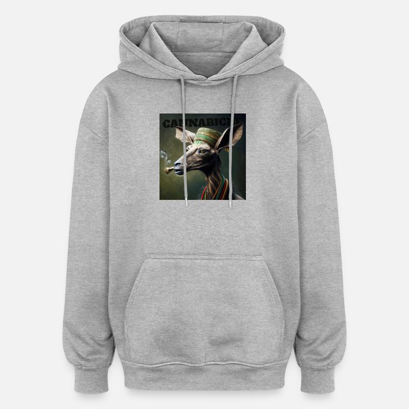 Cannabiche 04 mit Typografie - Oversized Unisex Hoodie - Grau meliert