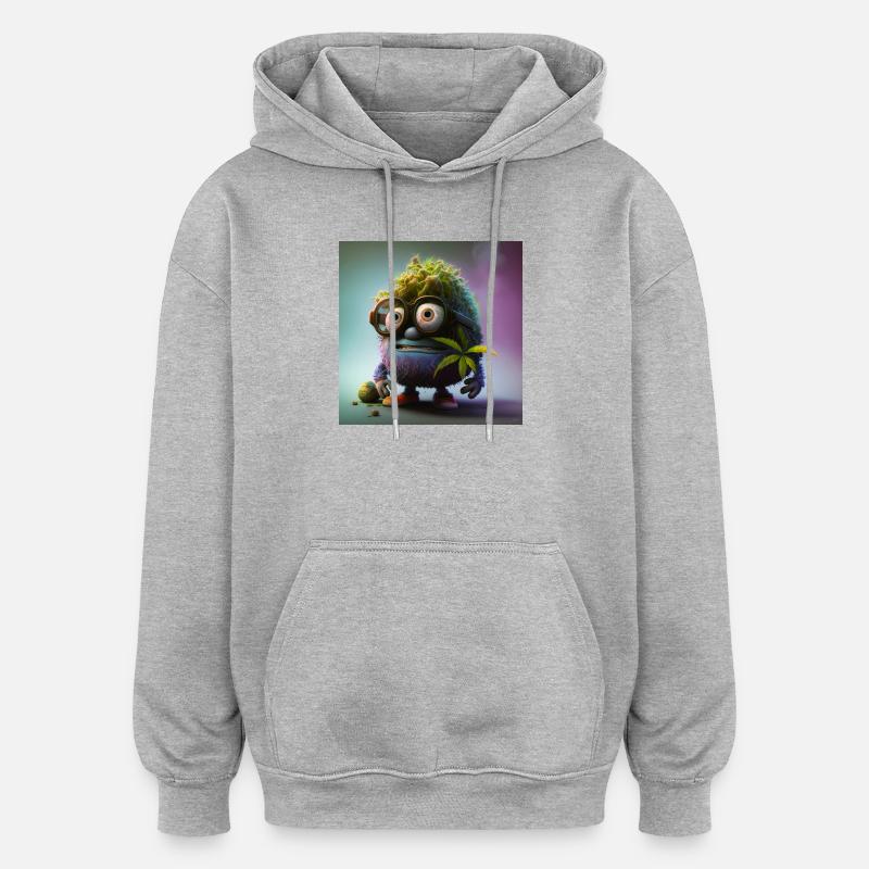 Tete de cannabis - Sweat à capuche oversize unisexe - gris chiné