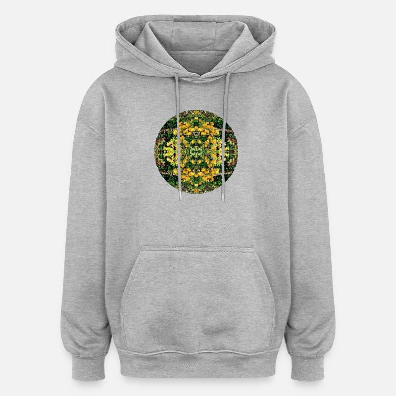 Nature Mandala Spring à Dennenlohe - Sweat à capuche oversize unisexe - gris chiné