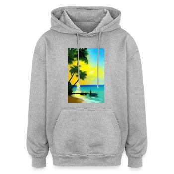 Caribbean Palm Trees Beach - Oversized Unisex Hoodie - heather grey - Front - Noah (186cm)