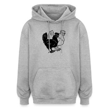 Hühner schwarz und weiß - Oversized Unisex Hoodie - Grau meliert - Vorne - Noah (186cm)