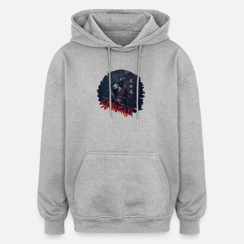 Samurai Warrior with Katana - Oversized Unisex Hoodie - heather grey