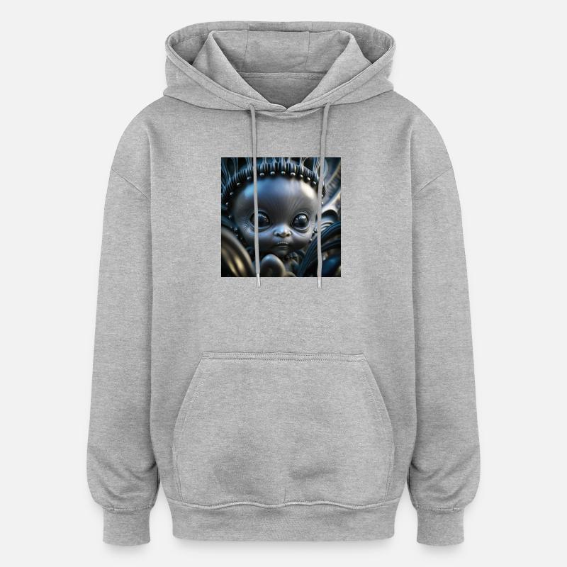 Photo macro créature 12 - Sweat à capuche oversize unisexe - gris chiné