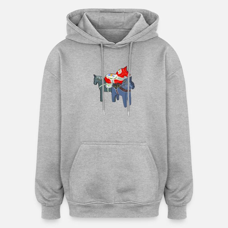 Dala Pferde - Oversized Unisex Hoodie - Grau meliert