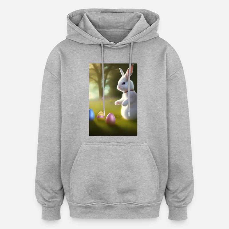 Easter Bunny with Easter Eggs - Oversized Unisex Hoodie - heather grey