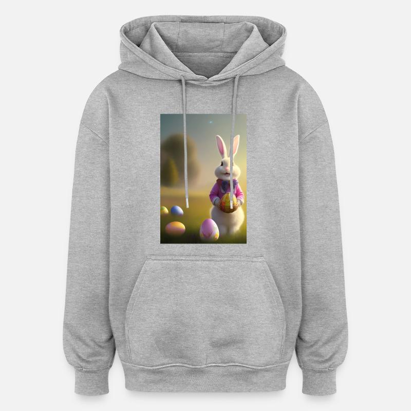 Osterhase mit Oster Eier - Oversized Unisex Hoodie - Grau meliert