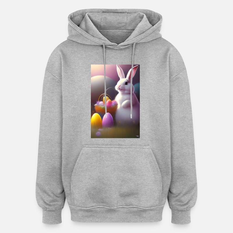 Osterhase mit Oster Eier - Oversized Unisex Hoodie - Grau meliert