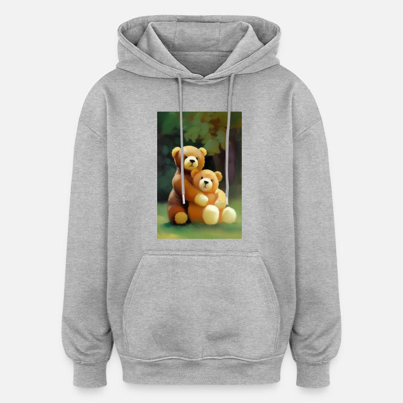 Teddybär - Oversized Unisex Hoodie - Grau meliert