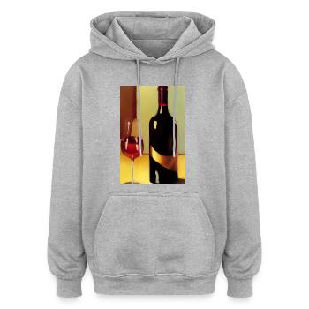 Buveurs de vin - Sweat à capuche oversize unisexe - gris chiné - Devant - Noah (186cm)