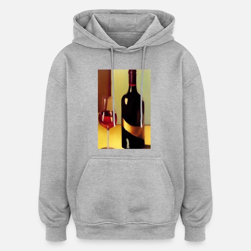 Wein Trinker - Oversized Unisex Hoodie - Grau meliert