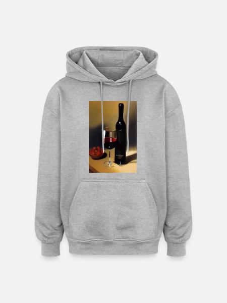 Wein Trinker - Oversized Unisex Hoodie - Grau meliert
